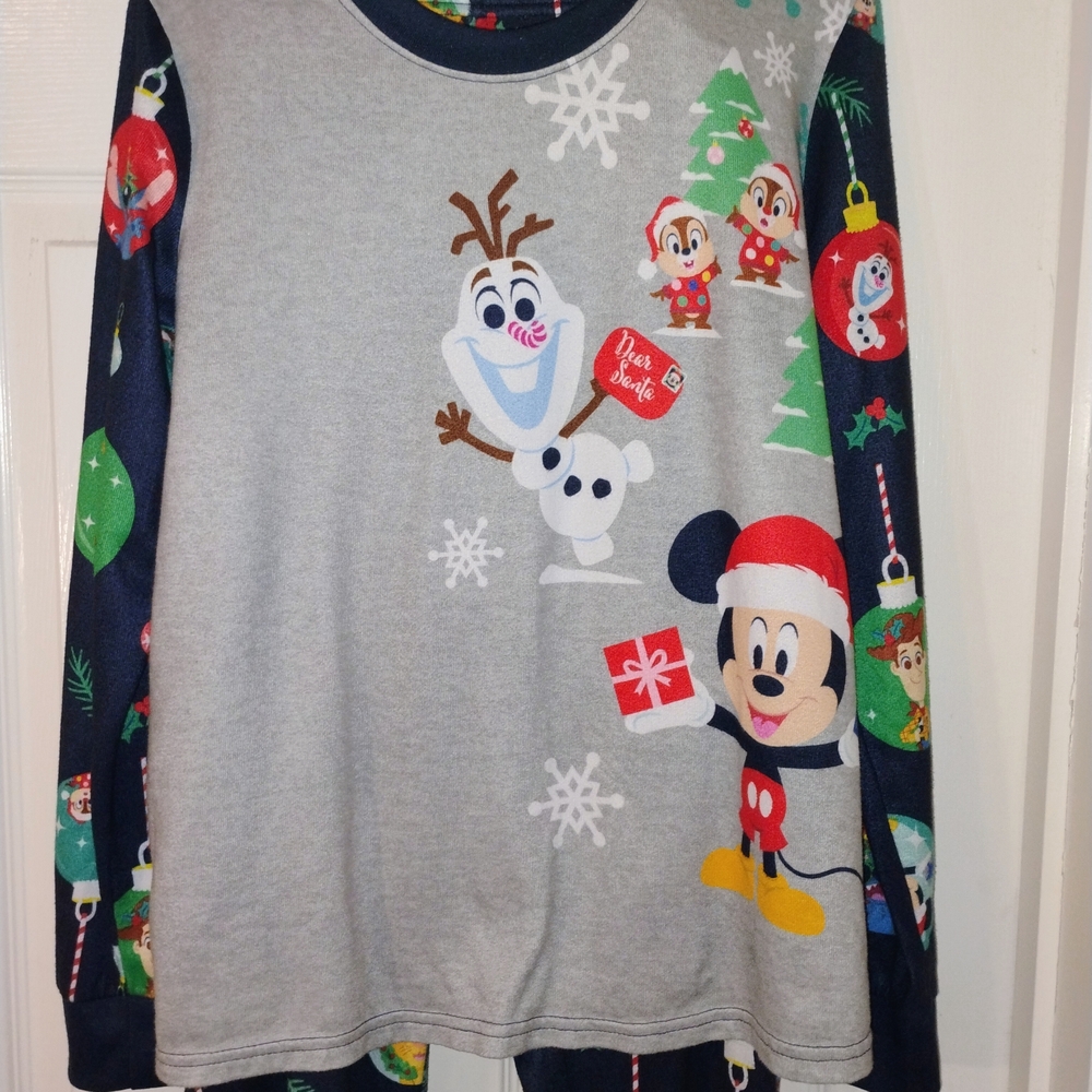 Disney Kids Holiday Graphic Shirt - Gray and Blue Small